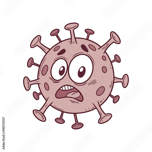 Fototapeta Scared virus vector cartoon character isolated on a white background.