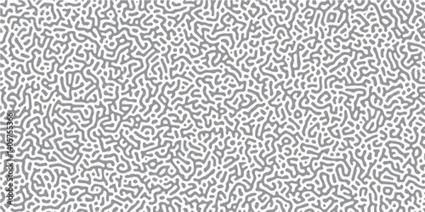 Fototapeta Reaction-diffusion or Turing pattern natural texture in coral grey and white color. Seamless colorful Organic Rounded Jumble Maze Lines Patterns. diffusion monochrome seamless pattern with chaotic