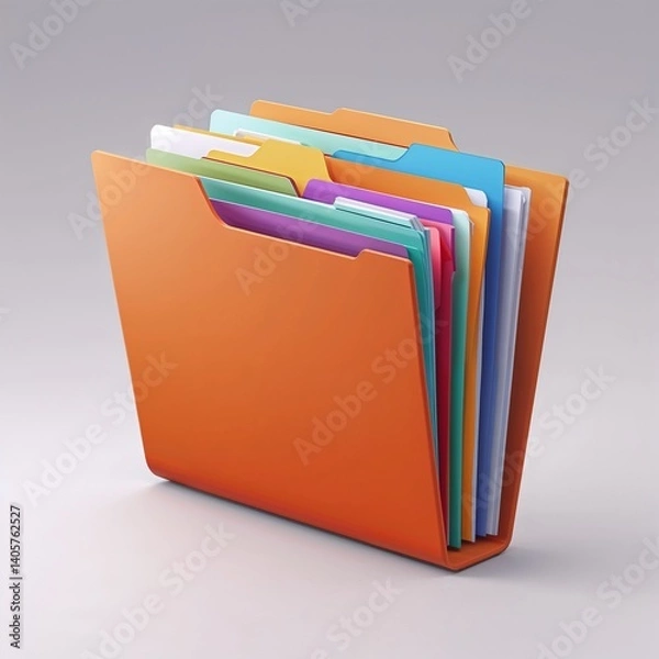 Fototapeta 3D Orange Folder with Documents