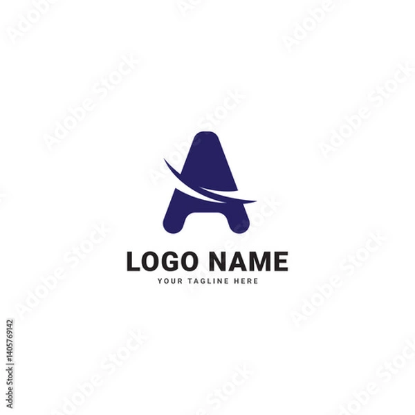 Fototapeta Letter A Technology vector monogram logo design template. Letter A Molecule Vector Logo
