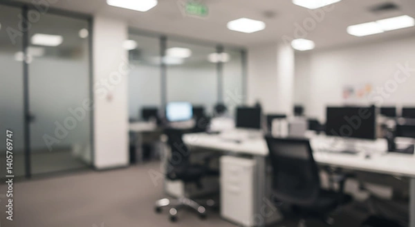 Fototapeta Quiet Office: Blurred Serenity in a Modern Workspace AI Generated