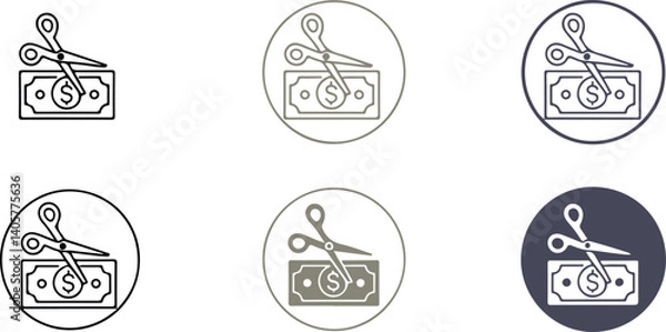 Fototapeta  Money Cutting Symbols with Scissors in Various Color Schemes