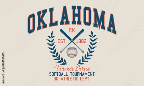 Fototapeta Oklahoma Winner series Softball Tournament Ok Athletic Dept. Est. 1982 typography slogan with college varsity print for graphic tee t-shirt or sweatshirt.