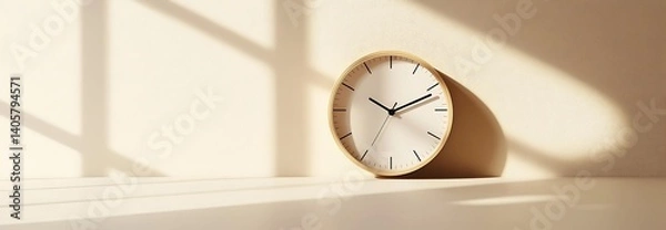 Obraz Modern minimalist clock design with soft neutral tones and shadows