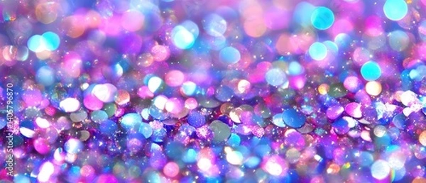 Fototapeta Vibrant glitter sparkles in a spectrum of pastel hues.