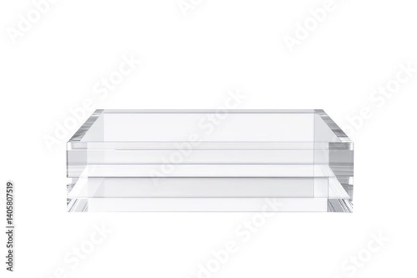 Obraz Clear, transparent, acrylic display stand. Clean aesthetic showcases products, creating professional presentation and highlighting items