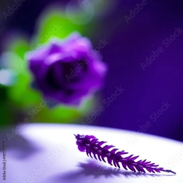 Obraz purple feather on a black background