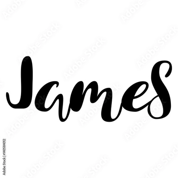 Fototapeta Male name - James. Lettering design. Handwritten typography. Vector