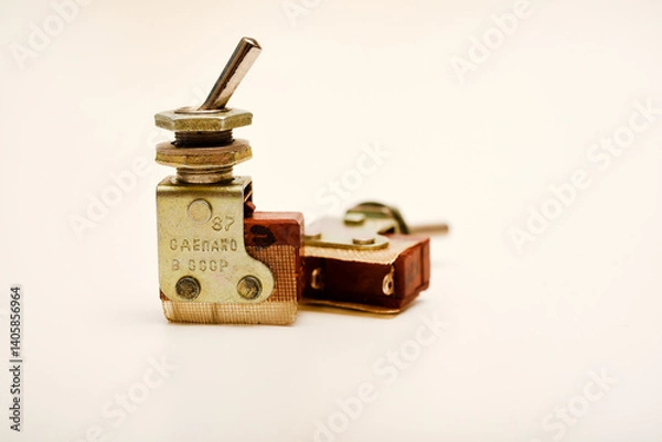 Obraz An electronic switch. Electric switch on a white background.