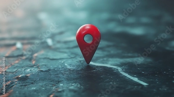 Fototapeta 3D location symbol GPS navigation tracking concept route map search direction destination pinpoint image