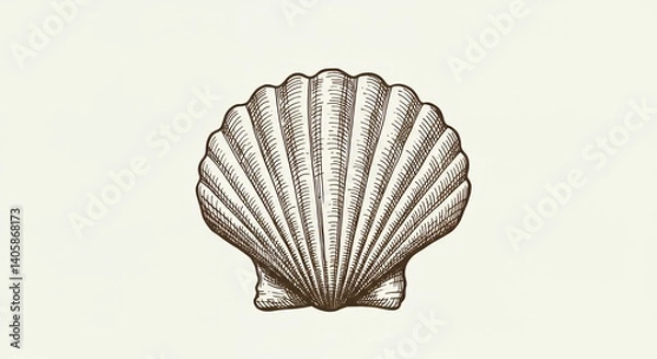Fototapeta Elegant scallop shell illustration