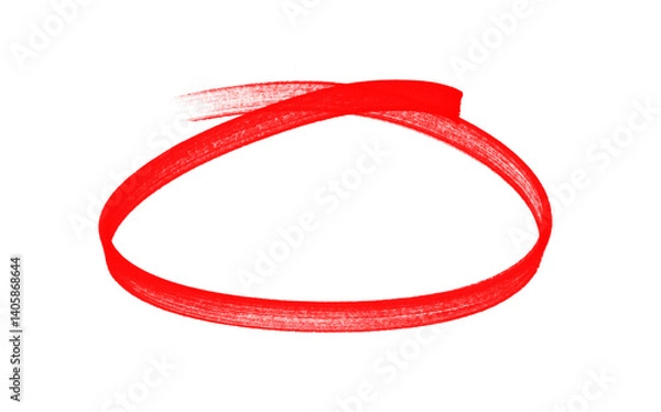 Fototapeta Handwritten red circle. For marking text, numbers, marker pen, pencil, logo, hand-drawn doodle grunge circle highlights	