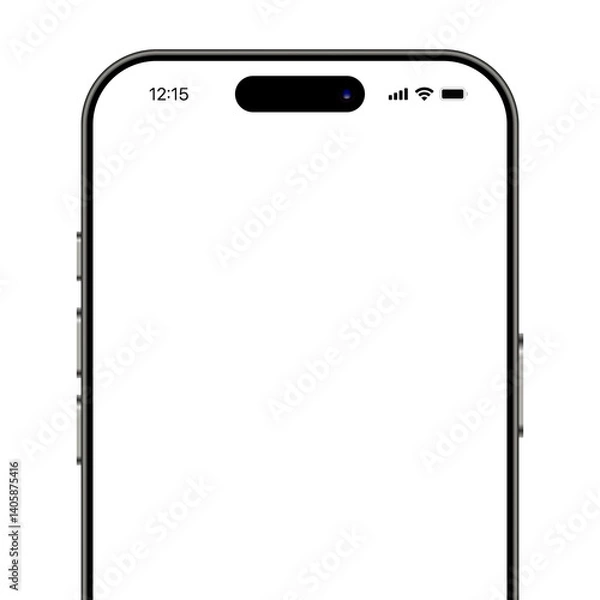 Fototapeta High Quality Mobile Phone Mockup half screen, smartphone Frame illustration isolated on transparent background.