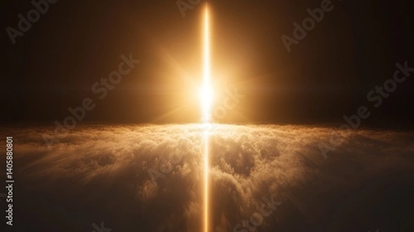 Fototapeta Golden Celestial Light Piercing Through Clouds