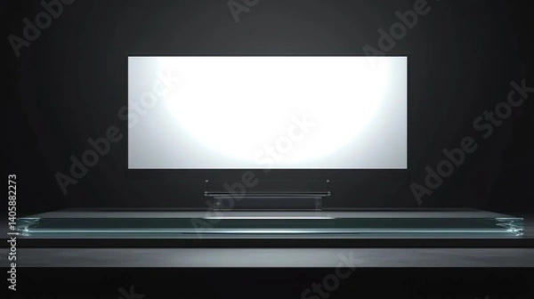 Fototapeta Minimalist Glass Stage with Blank Screen
