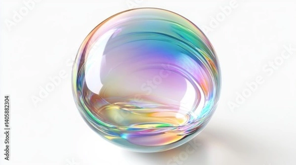 Fototapeta Iridescent Glass Sphere: A Study in Light and Color