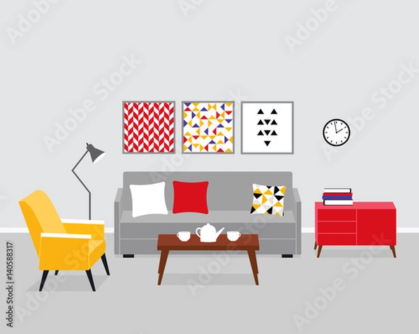 Obraz Vector living room interior