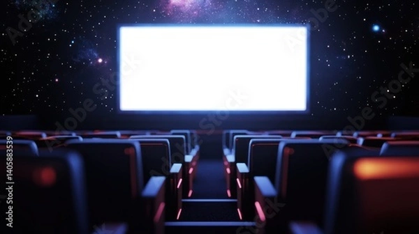 Fototapeta Cosmic Cinema: An Empty Theater Under a Starry Sky
