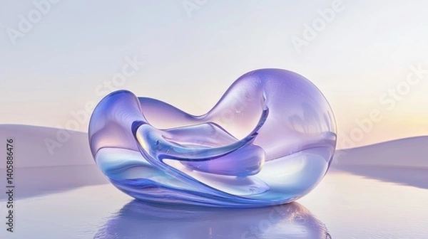 Fototapeta Abstract Glass Sculpture at Sunrise: A Serene Minimalist Art Piece