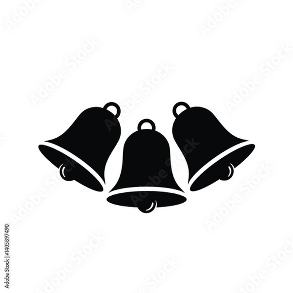 Fototapeta Three Decorative Bells Icon Vector Illustration In Black And White Simple Design