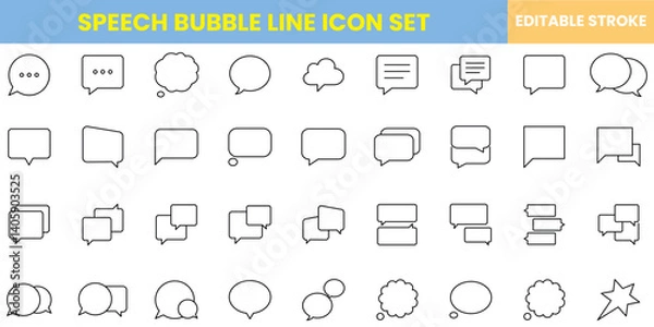 Fototapeta speech bubble icon set, chat bubble icon set, vector, editable stroke