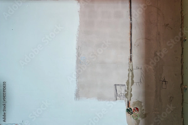 Obraz Insulation and wiring of the outlet in the bathroom. Isolation of wet areas in the bathroom. With the ability to copy. High quality photo