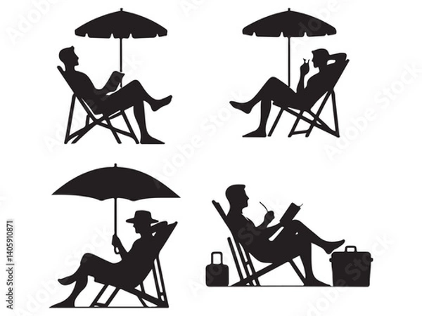 Obraz beach with umbrella and chairs