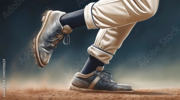 Fototapeta Baseball player runs to base