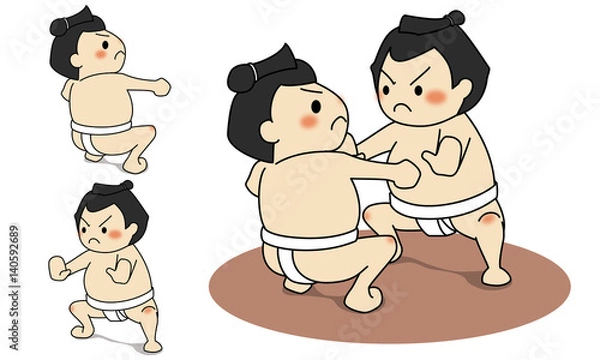 Obraz わんぱく！相撲のイラスト