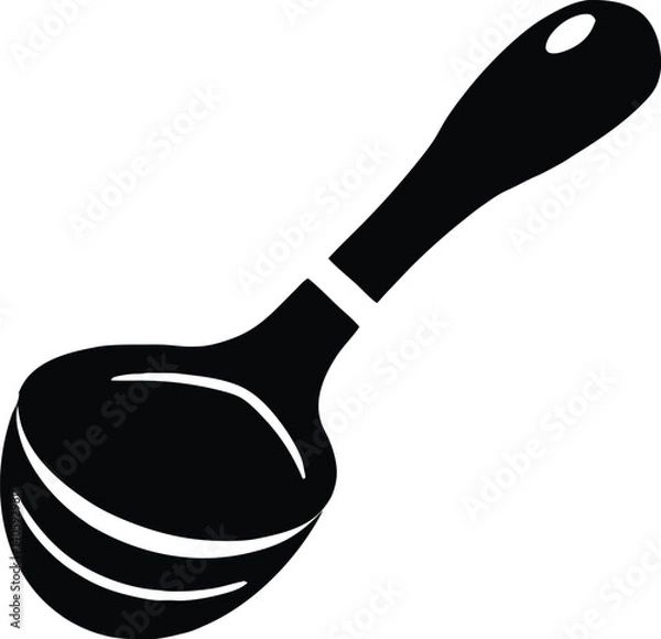 Fototapeta Black and white silhouette of a ladle, clean bold vector icon for everyday object design and branding