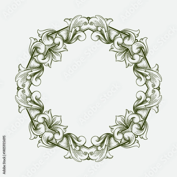 Fototapeta vintage engraved frame sketch design