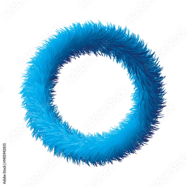 Obraz set of numbers made of blue fur on white background, number zero