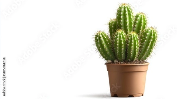 Fototapeta Potted cactus beautifully arranged in an elegant decorative container on white background