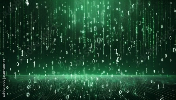 Fototapeta abstract digital binary code, computer matrix data falling numbers concept background, graphic resource