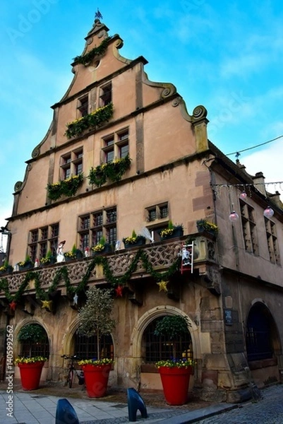 Fototapeta La façade latérale de la Metzig, ancien site de la corporation des bouchers à Molsheim en Alsace