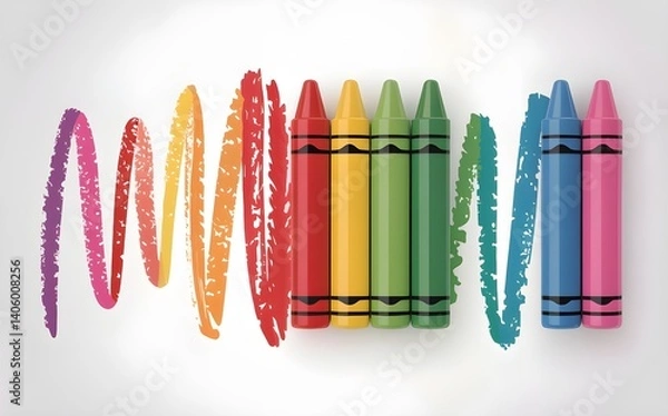 Obraz colored pencils on white background