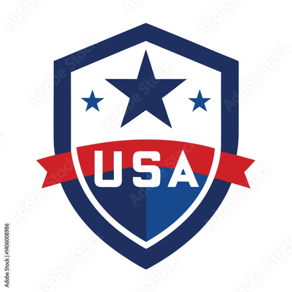 Fototapeta Sharp Angular Shield with Star Center vector illustration on white background