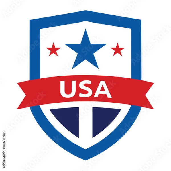 Fototapeta Sharp Angular Shield with Star Center vector illustration on white background