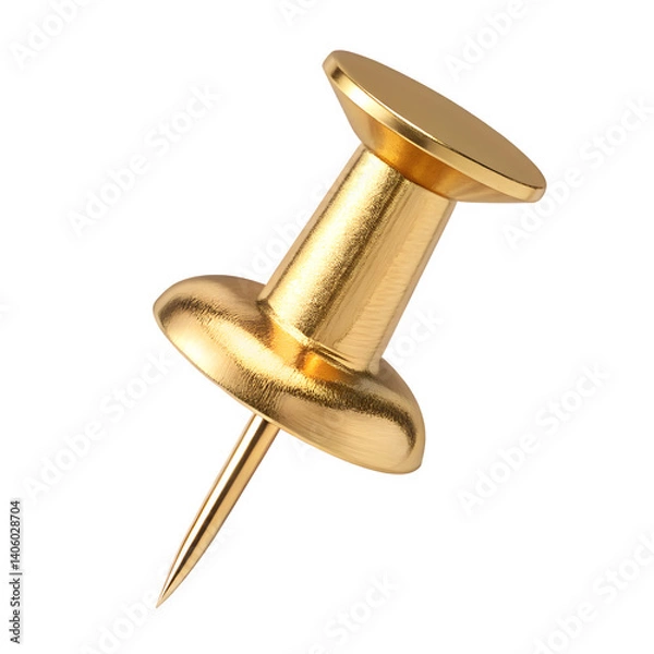 Obraz Close-up of a Gold Push Pin Digitally Rendered Illustration