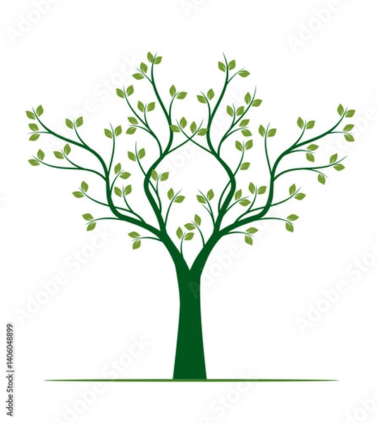 Obraz Shape of green Tree with Leaves. Vector outline Illustration.