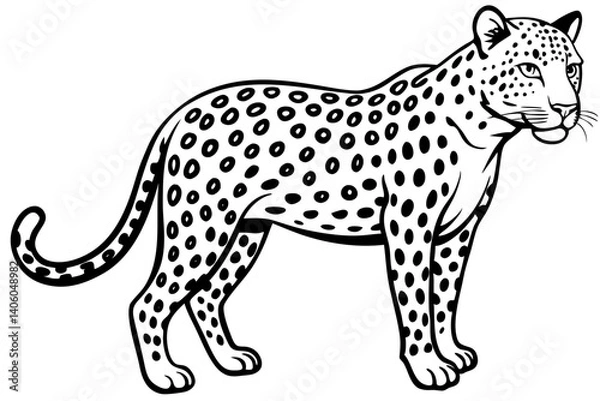Obraz leopard silhouette line art