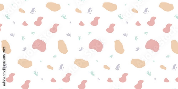 Obraz scatter seamless pattern with monkey footprints and fluid shapes