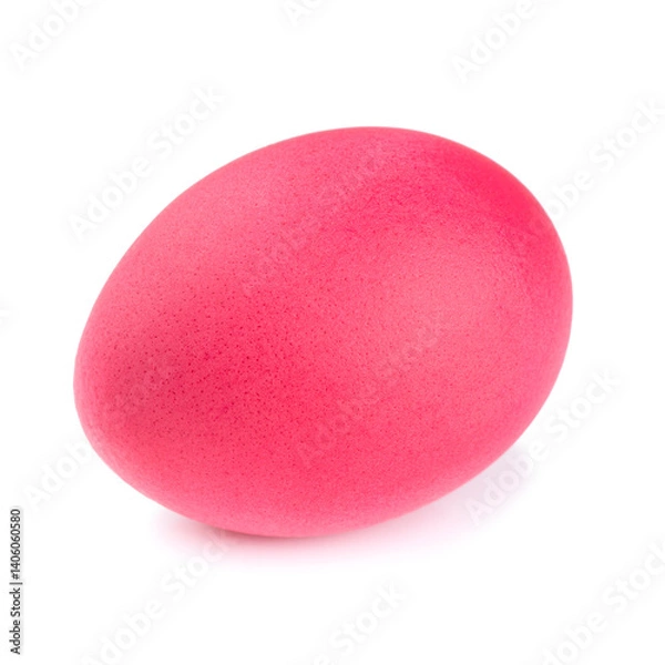 Fototapeta Red color Easter Chicken egg isolated on white background. Eastertide traditional food.