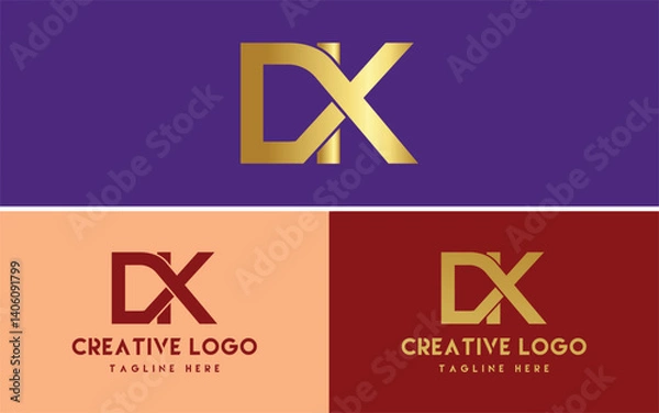 Fototapeta DK LOGO DESIGN VECTOR TEMPLATE OR DX Monogram Logo