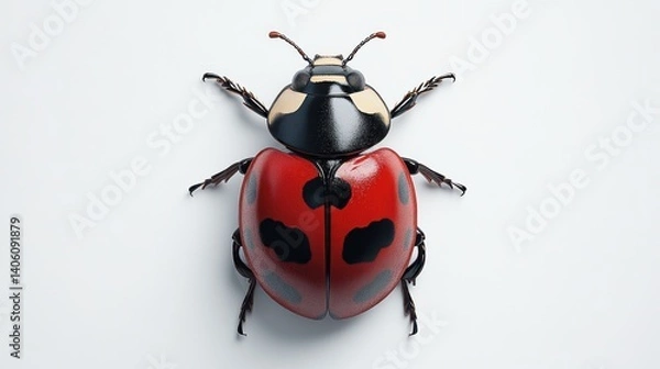 Fototapeta A detailed closeup of a vibrant insect with red and black markings perfect for nature educat