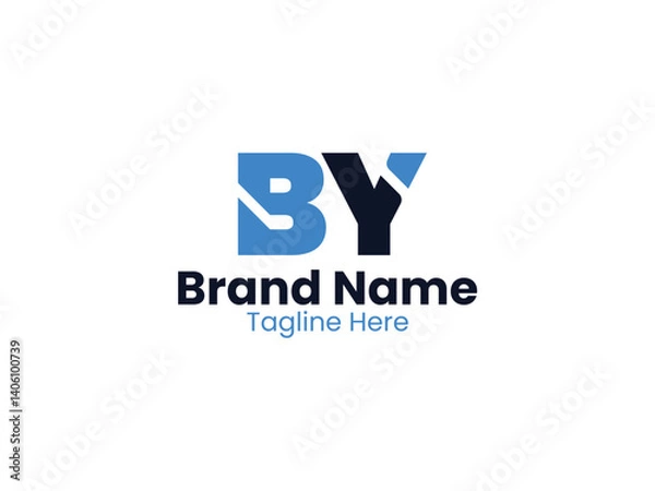 Fototapeta Creative modern initial letter BY logo vector