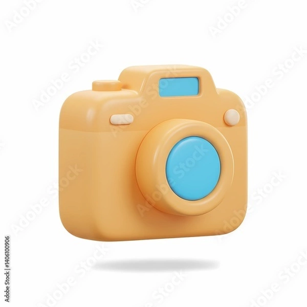 Fototapeta 3D digital camera on white background