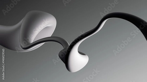 Fototapeta 3d render, abstract amorphous curvy tube, isolated on gray background