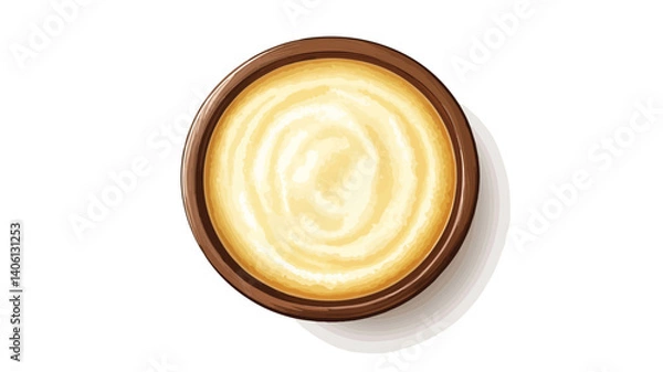 Fototapeta Top View Uncooked Semolina in Bowl Isolated on White Background