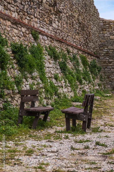 Fototapeta The Rocca of Campiglia is a medieval  stonework construction that sits on the top the hill where the town of Campiglia is sited